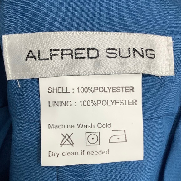 NEW! Alfred Sung Sz 10 High Neck Open Back Satin Cocktail Dress $200 msrp I22-15 - Picture 5 of 11